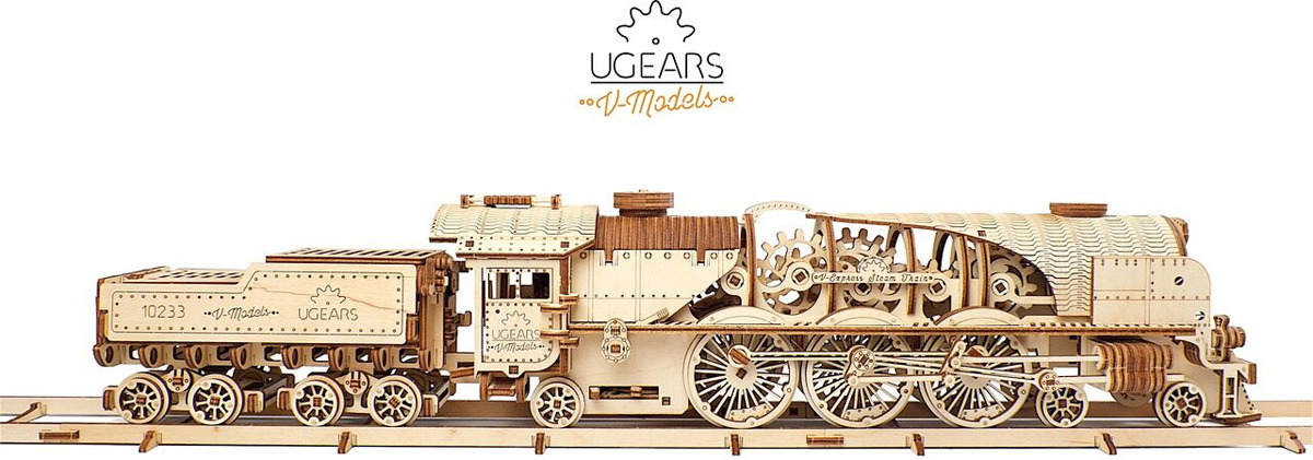 фото Деревянный конструктор Ugears "Локомотив с тендером V-Экспресс", 70058