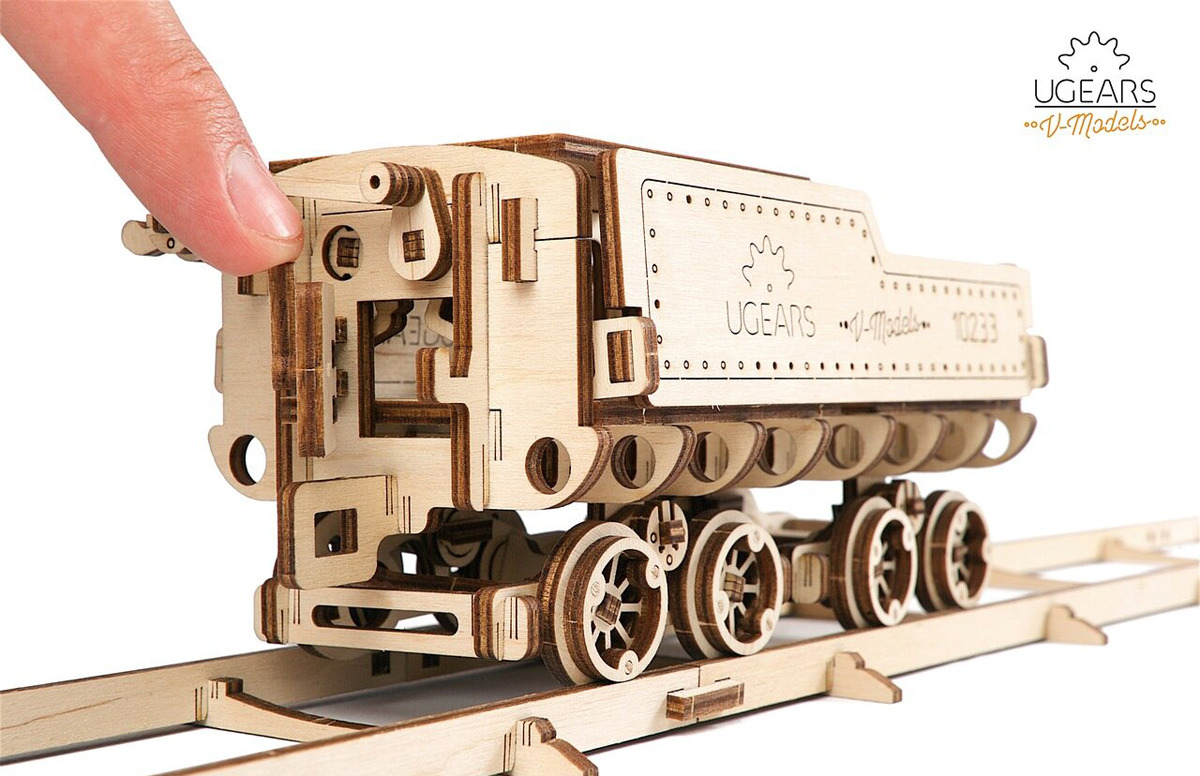 фото Деревянный конструктор Ugears "Локомотив с тендером V-Экспресс", 70058