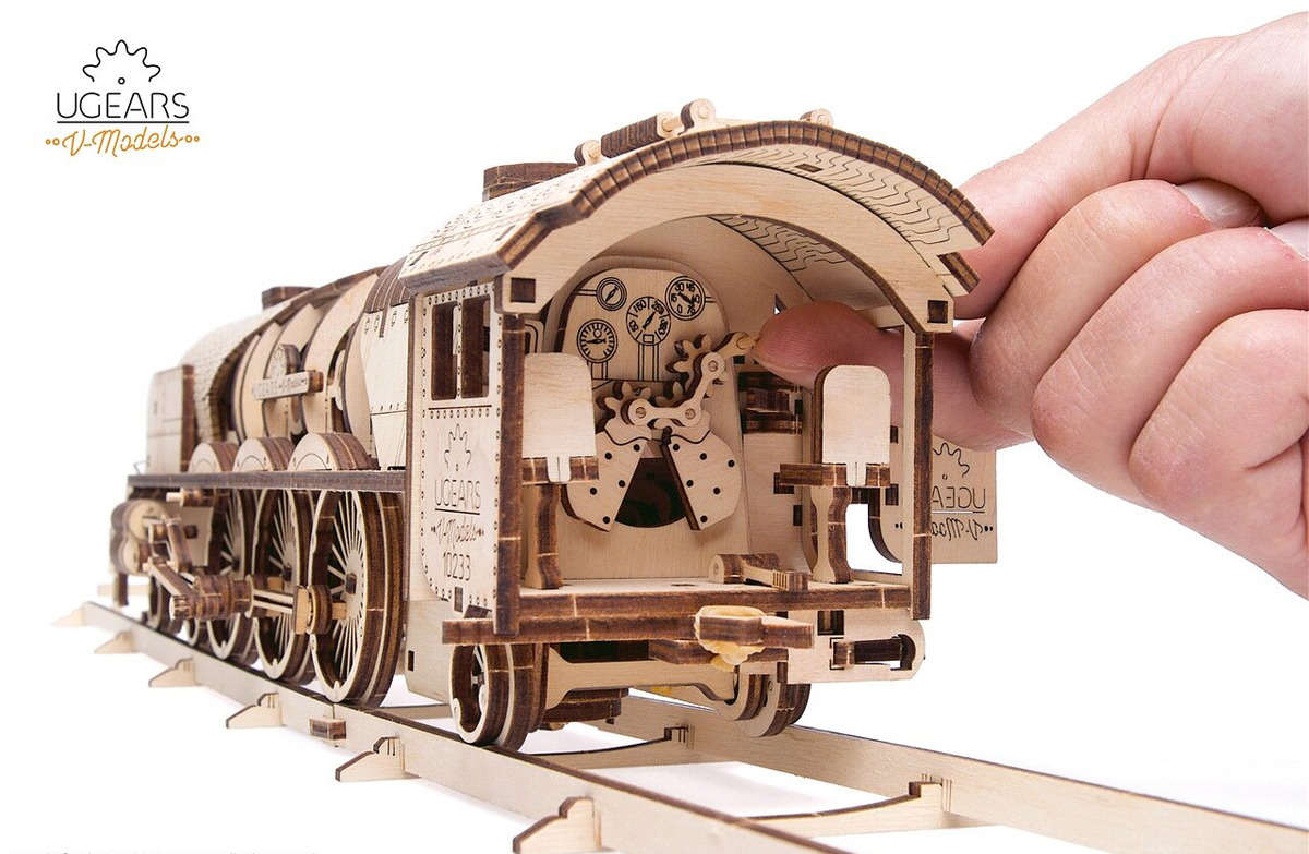 фото Деревянный конструктор Ugears "Локомотив с тендером V-Экспресс", 70058