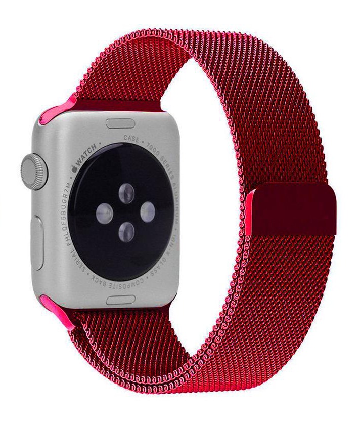 фото Ремешок для Apple Watch 42 мм металлический красный магнитный замок Aceshley