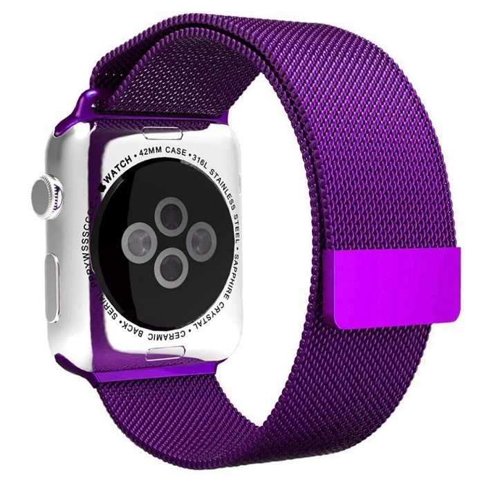 фото Ремешок для Apple Watch 38 мм металлический фиолетовый магнитный замок Aceshley