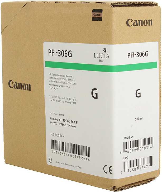 фото Картридж Canon PFI-306 G для плоттера iPF8400/9400. Зеленый. 330 мл.