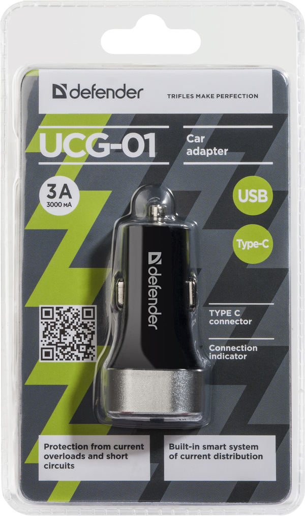 фото Автомобильное зарядное устройство Defender UCG-01 5.4А USB-C USB черный 83569