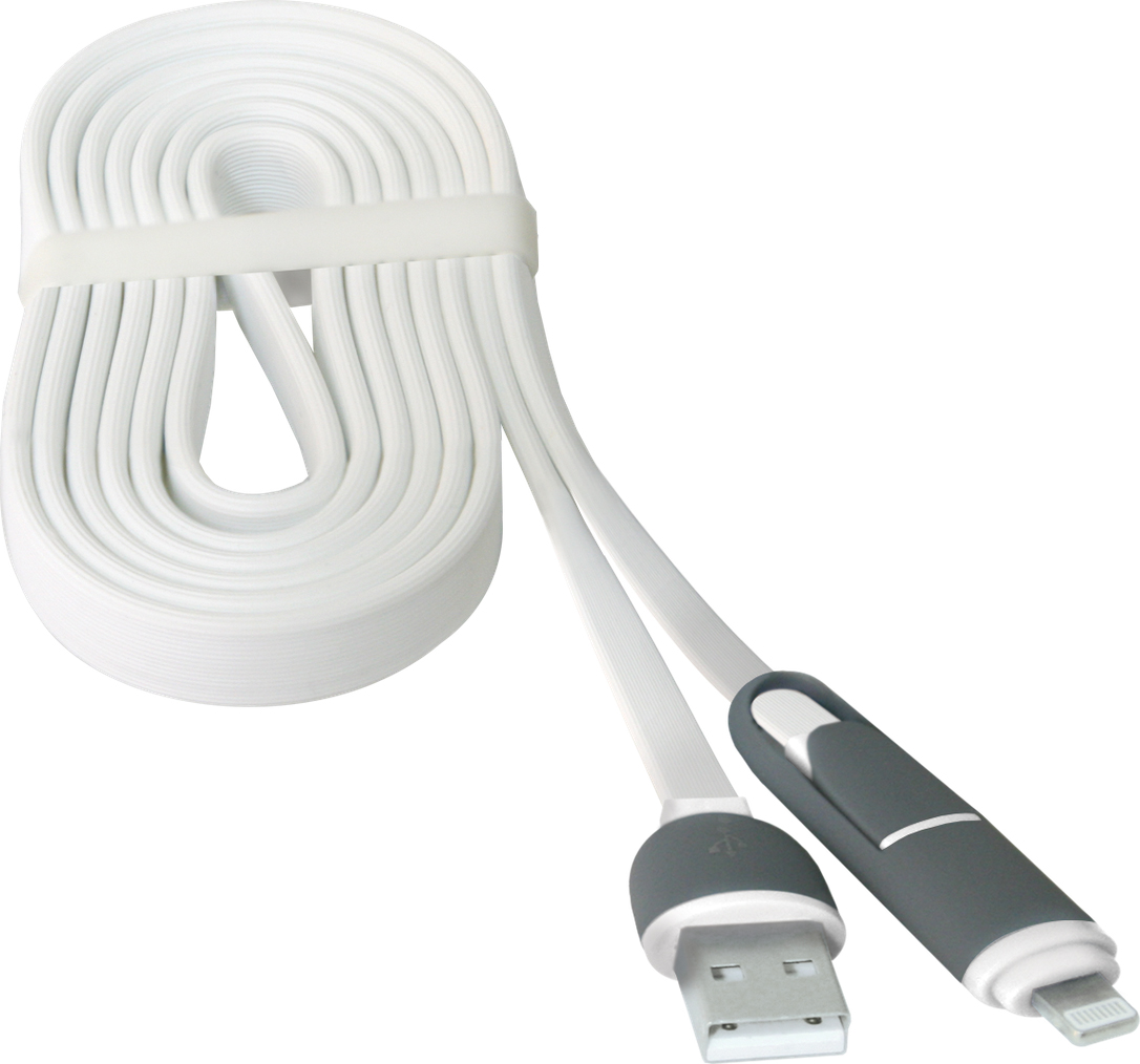 фото Кабель Defender Кабель USB10-03BP, белый, MicroUSB + Lightning,1м