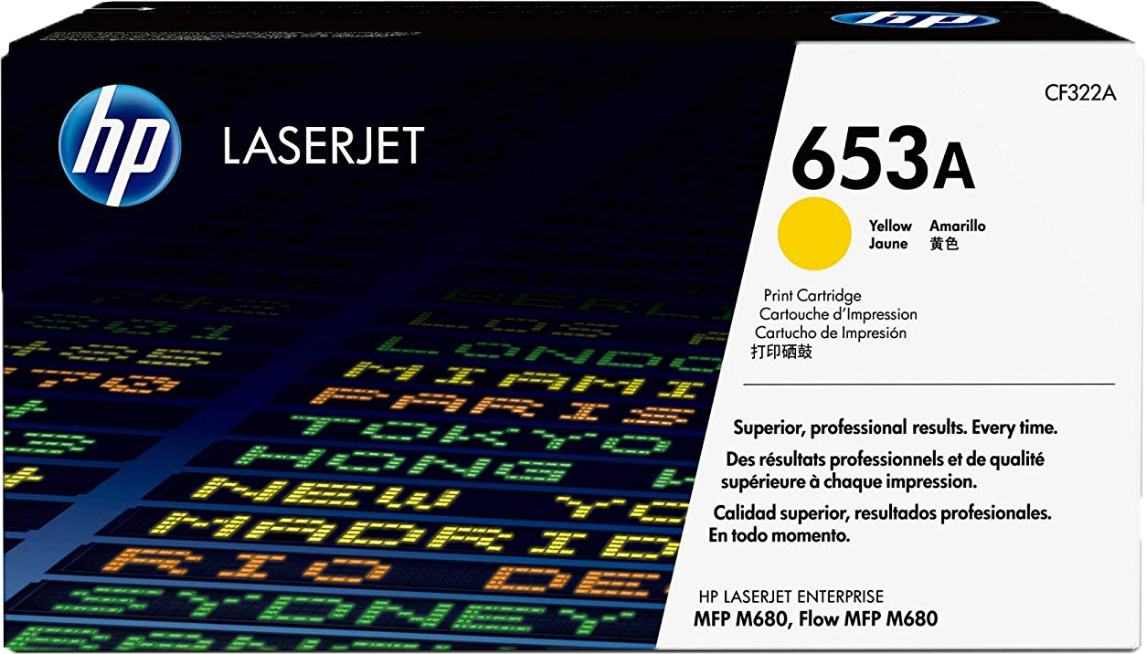 Картридж HP CF322A для LaserJet Enterprise Color MFP M680dn. Желтый. 16500 страниц. (653A)