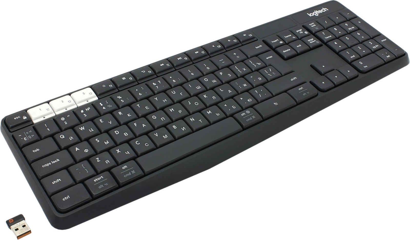 фото Клавиатура Logitech Wireless Multi-Device Keyboard and Stand Combo K375s, 920-008184, graphite