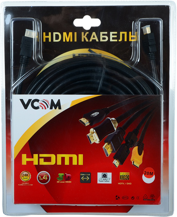 фото Кабель VCOM HDMI 19M/M 1.4 +3D, VHD6020D-20MB, 20 м