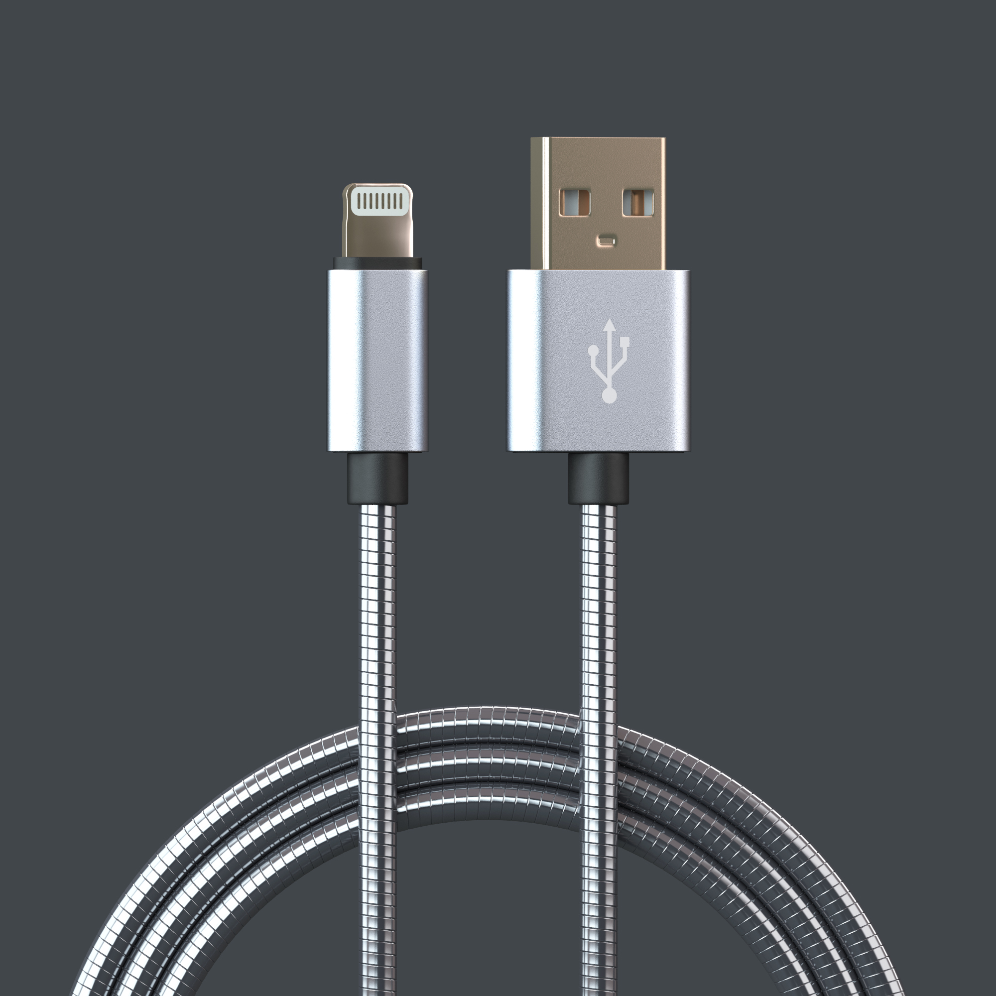 фото Кабель Qumann Lightning - micro USB 2,4А, 20221, серебристый, 1 м