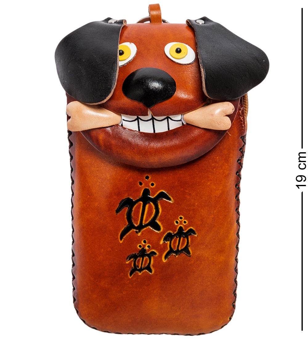 Сумочка для телефона ''Собака'' 351302, коричневый, черный, 19 см