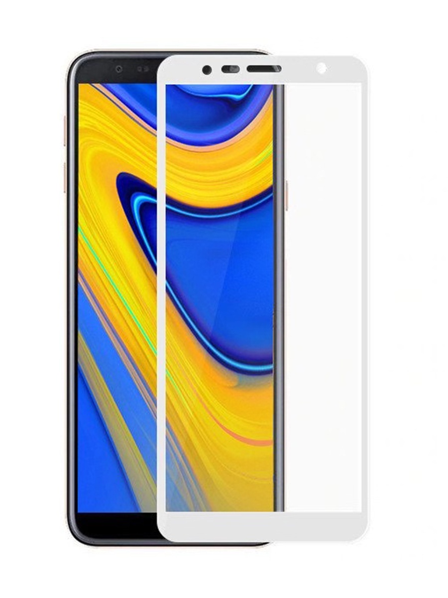 фото Защитное стекло для Samsung Galaxy J6 Plus на полный экран 5D Full Screen. Белое Yoho