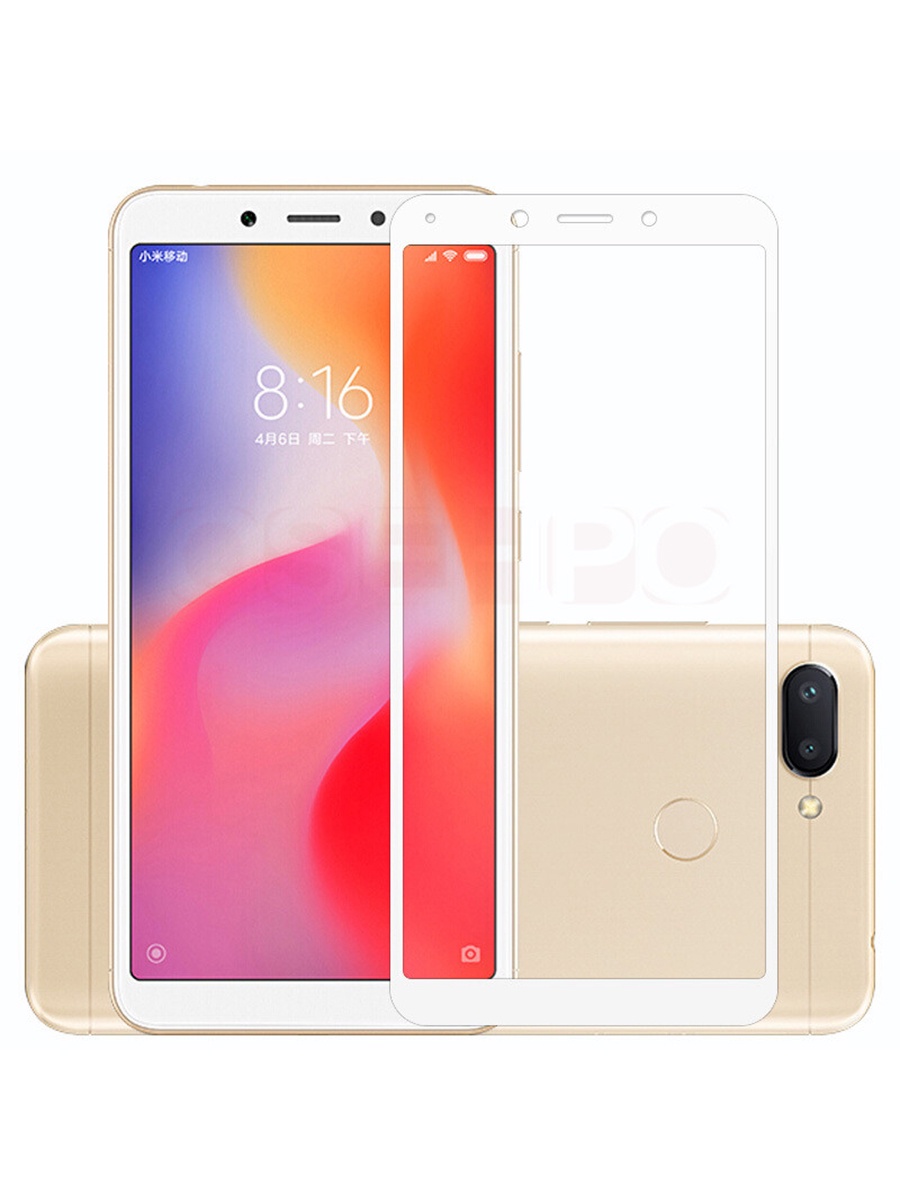 фото Защитное стекло для Xiaomi Redmi 6A на полный экран 5D Full Screen. Белое Yoho