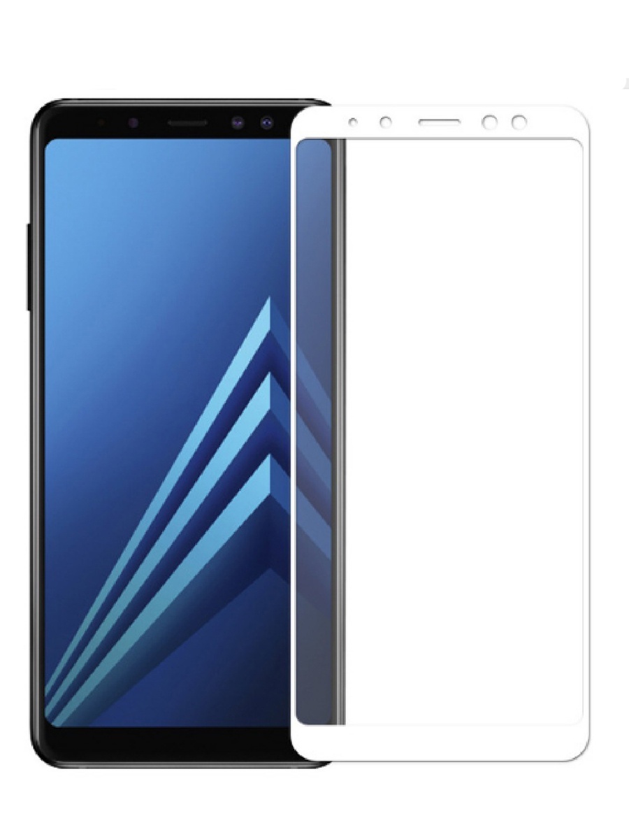 фото Защитное стекло для Samsung Galaxy A6 на полный экран 5D Full Screen. Белое Yoho