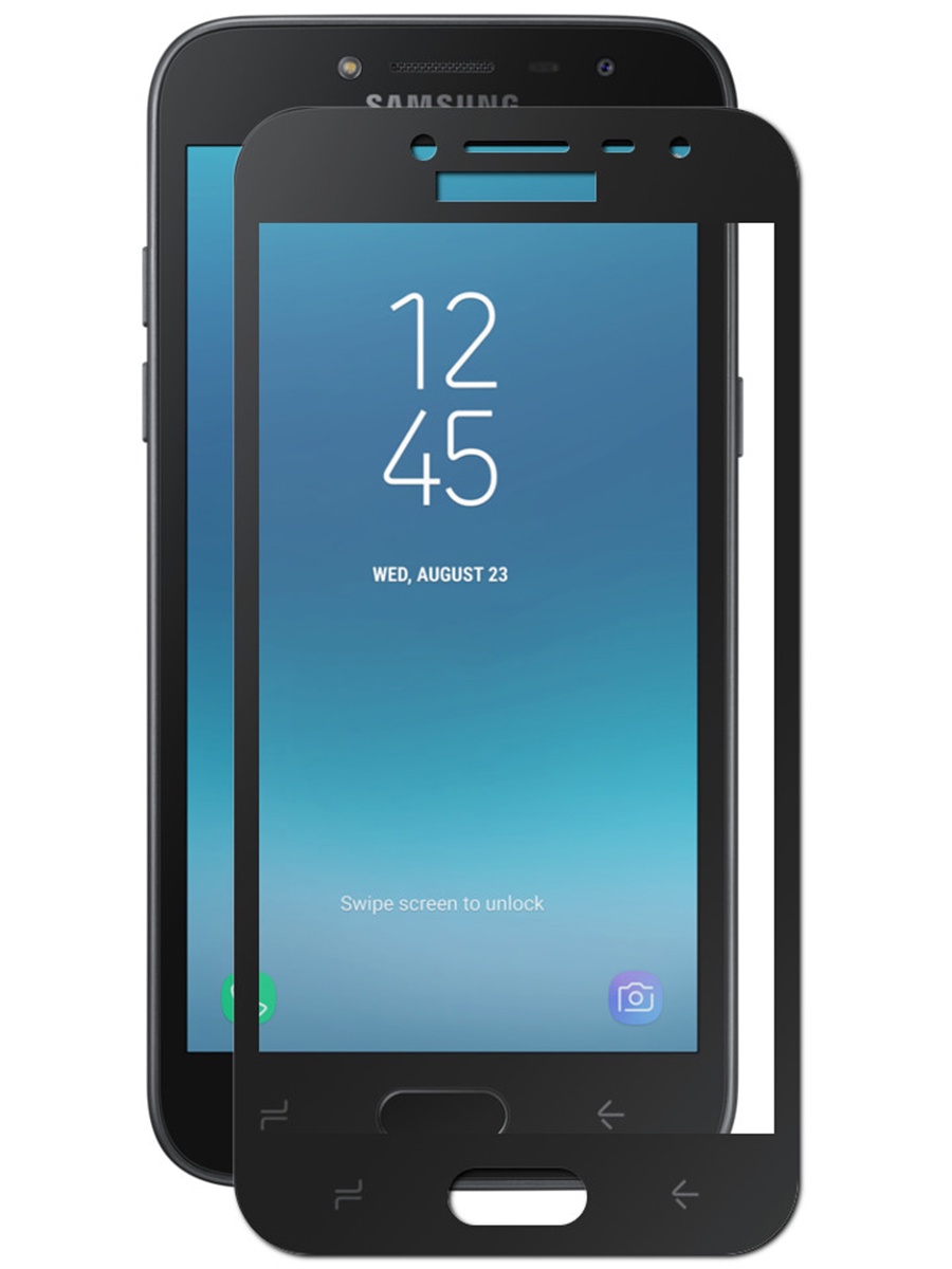 фото Защитное стекло для Samsung Galaxy J2 Pro на полный экран 5D Full Screen. Черное Yoho