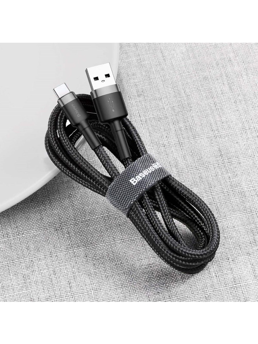 фото Кабель USB-Type-C Baseus Cafule, 2 м, CATKLF-CG1, gray black