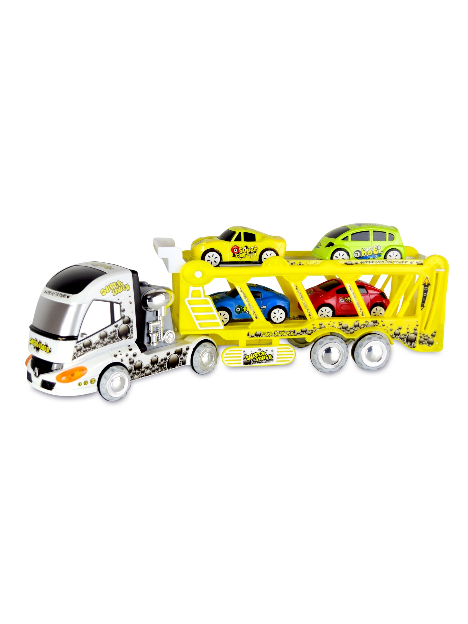 Трейлер с машинами JT Toys, 3315, желтый