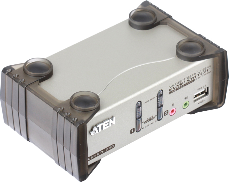 фото Переключатель KVM ATEN (CS1732B-A7-G/CS1732B-E) KVM+Audio+USB 2.0, 1 user USB+VGA => 2 cpu PS2/USB+VGA, со шнурами USB 2х1.2м., 2048x1536, настол.,