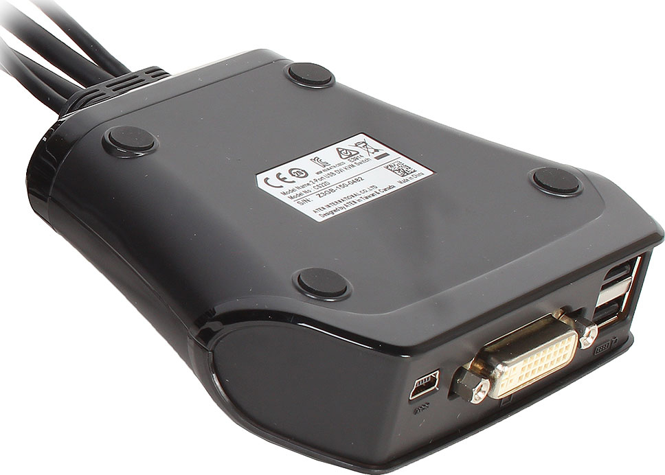 фото Переключатель KVM ATEN CS22D-A7 KVM-переключатель, DVI-D+KBD+MOUSE, 1> 2 блока/порта/port USB, со встр. KVM-шнурами USB 2x1.2м (аналог Trendnet TK-21