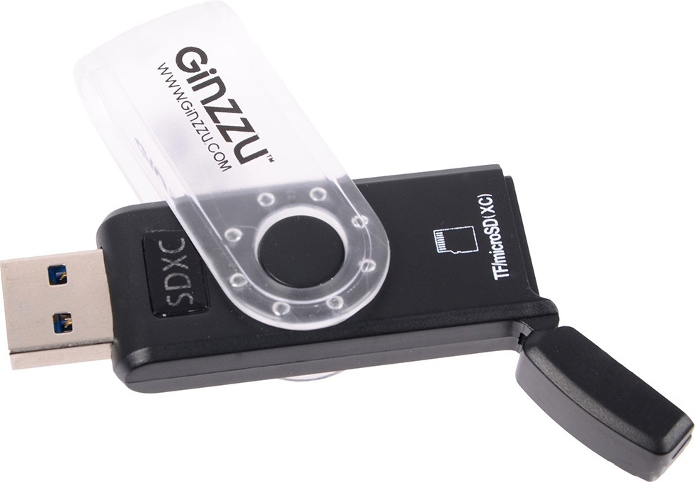 Картридер Ginzzu GR-322B с интерфейсом USB 3.0, SD/SDXC/SDHC/MMC и 2 x microSD/microSDXC/microSDHС, черный, блистер Картридер Ginzzu GR-322B с интерфейсом USB 3.0, SD/SDXC/SDHC/MMC и 2 x microSD/microSDXC/microSDHС, черный, блистер