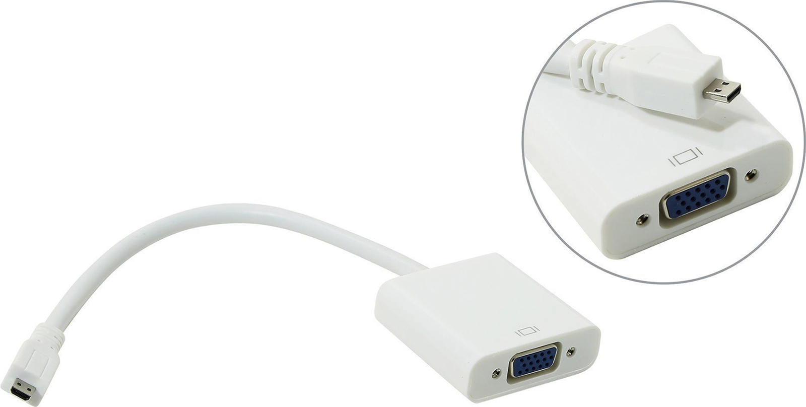 фото Кабель-переходник Micro HDMI M=>VGA F 0.2m, белый, Telecom (TA593)