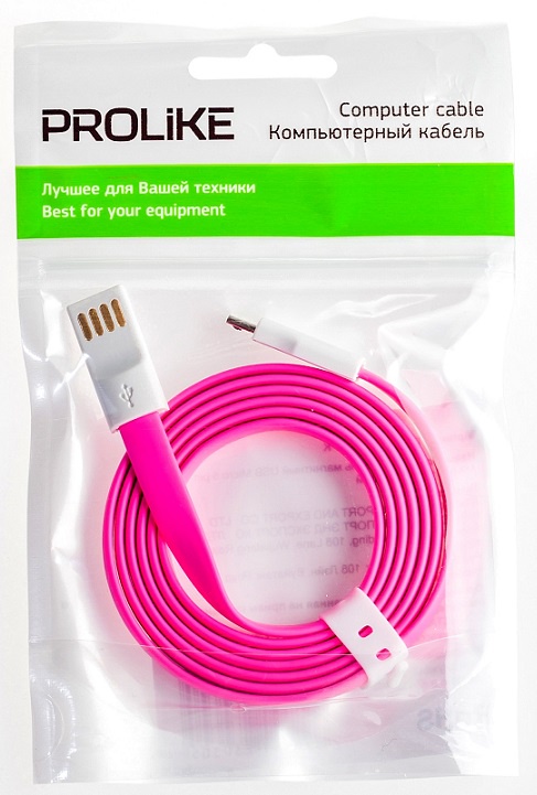 фото Кабель Prolike, 1.2 м, USB Micro 5 pin AM-BM, розовый