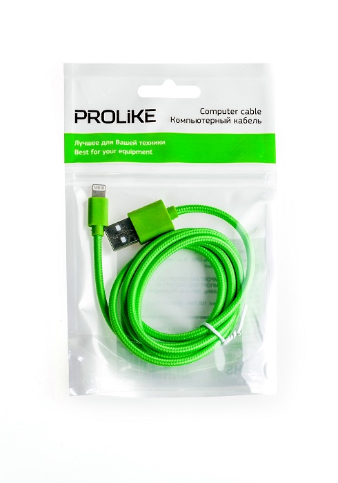 фото Кабель Prolike, 1.2 м, USB - 8 pin, зеленый