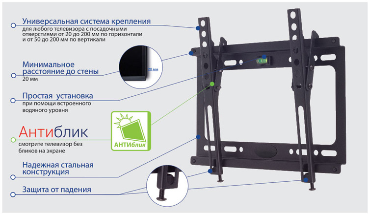 фото Кронштейн для ТВ Kromax IDEAL-6, black