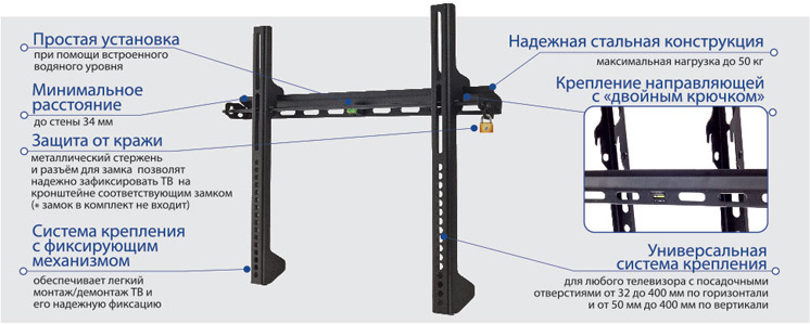 фото Кронштейн для ТВ  VEGA-11black Kromax