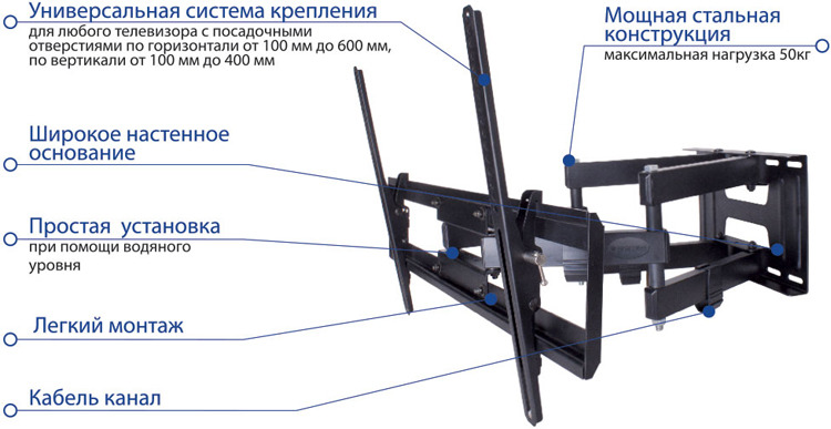 фото Кронштейн для ТВ PIXIS-XL black Kromax