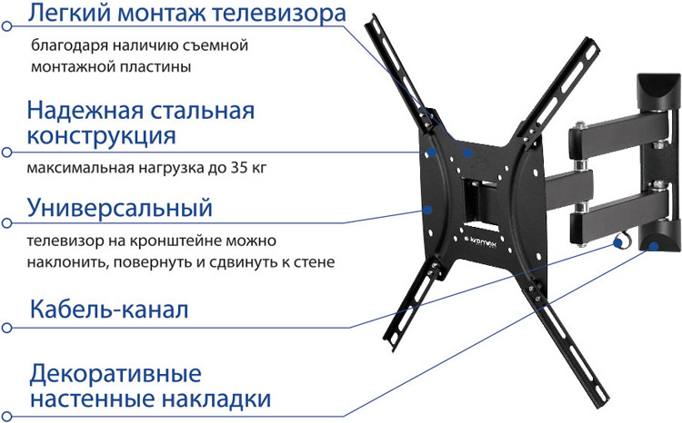 фото Кронштейн для ТВ Kromax, макс 35 кг.