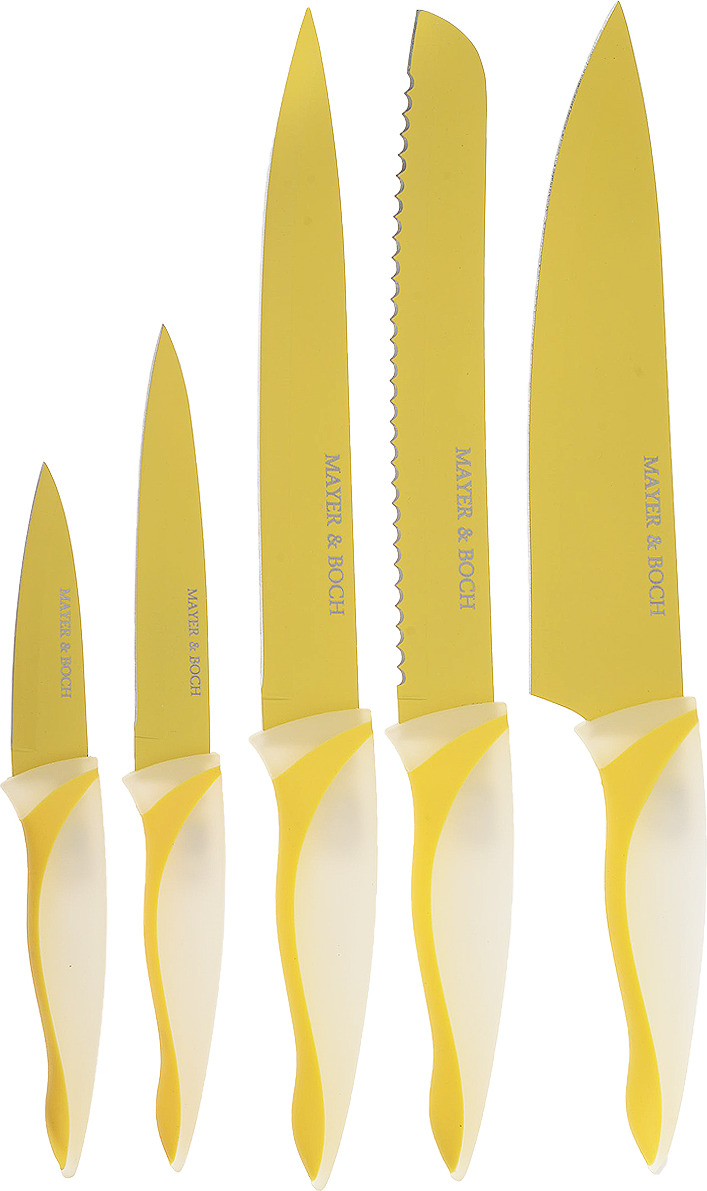 фото Набор ножей "Mayer & Boch", цвет: желтый, черный, 5 предметов. 21490