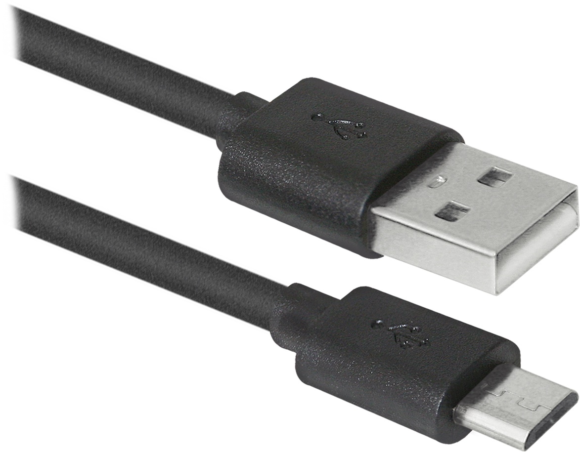 фото USB кабель Defender USB08-03BH USB2.0 черный, AM-MicroBM, 1м