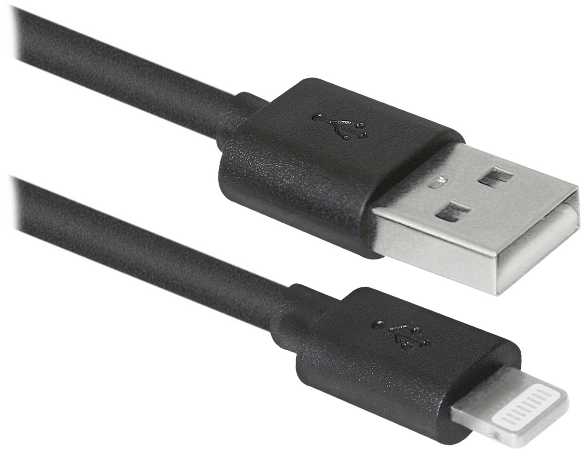 фото USB кабель Defender ACH01-10BH черный, USB(AM)-Lightning, 3м