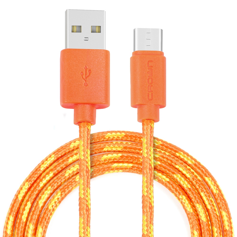 фото Кабель для зарядки и передачи данных USB - USB Type-C Crown Micro CMCU-3042C orange, Оранжевый