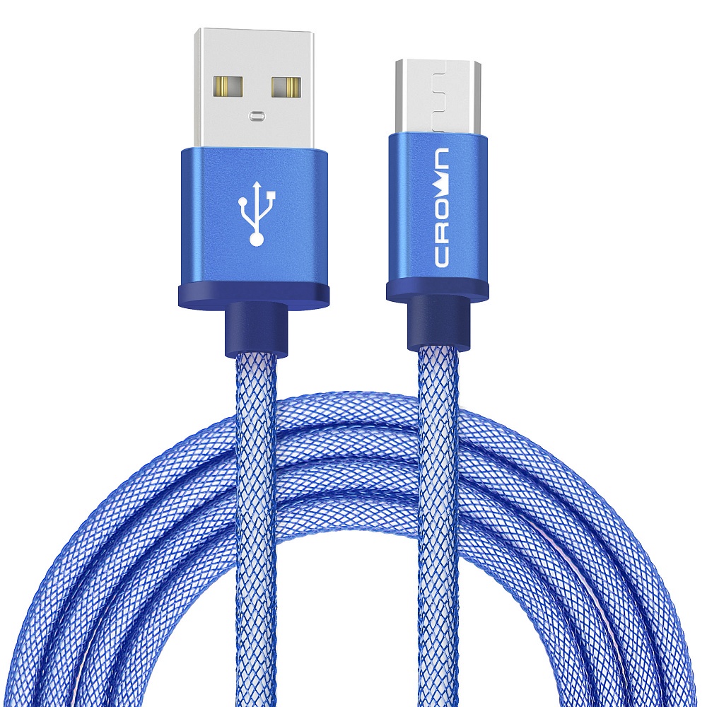 фото Кабель для зарядки и передачи данных USB - microUSB Crown Micro CMCU-3072M blue, Синий