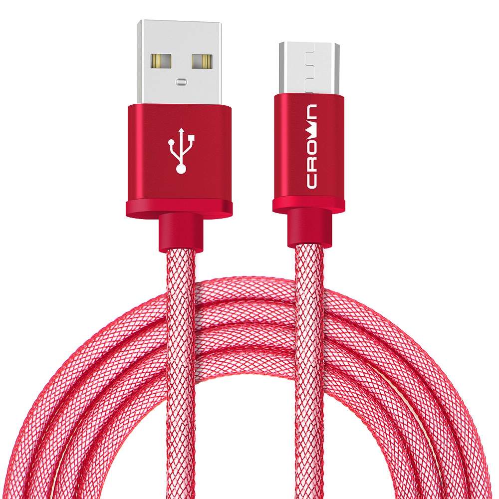 фото Кабель для зарядки и передачи данных USB - microUSB Crown Micro CMCU-3072M red, Красный