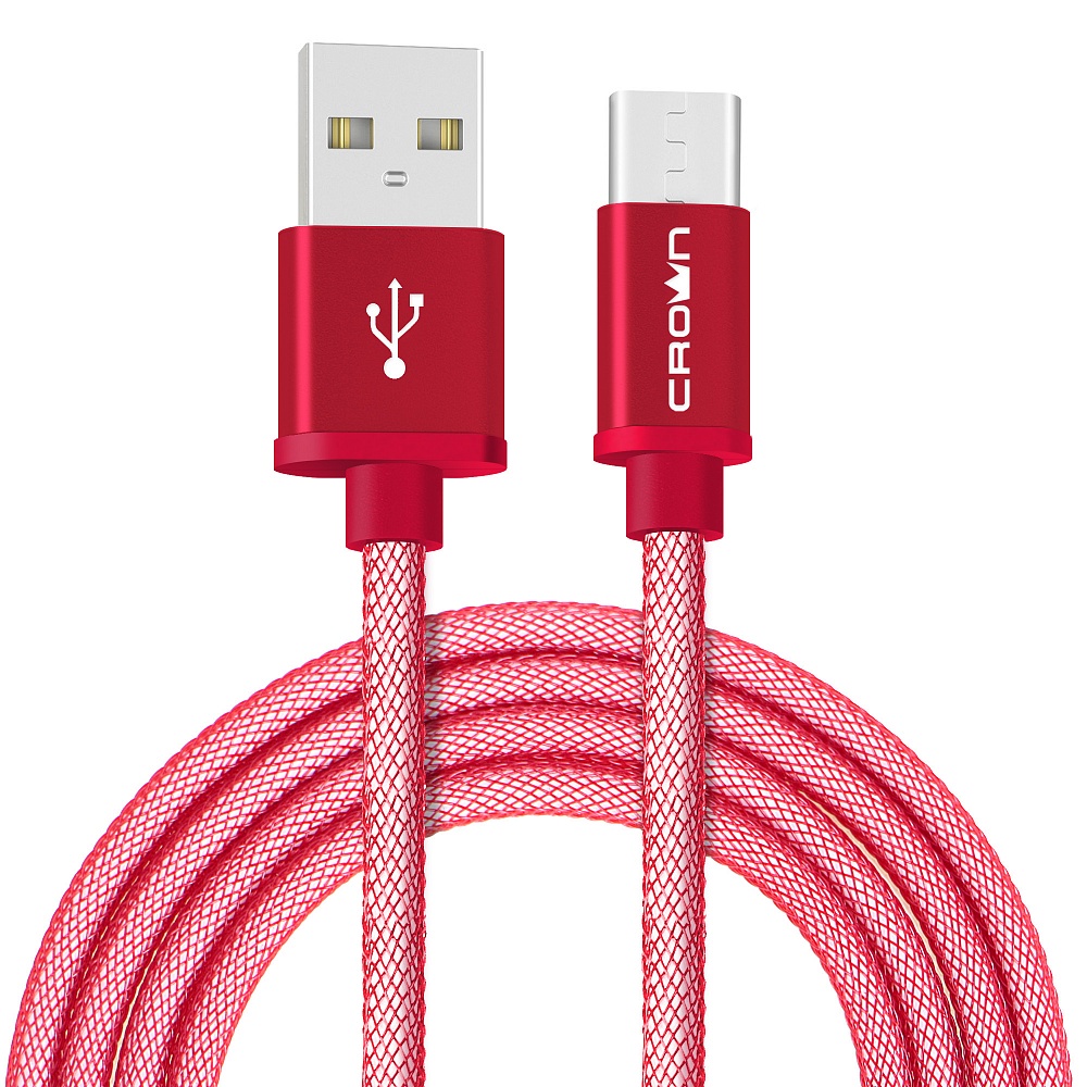 фото Кабель для зарядки и передачи данных USB - microUSB Crown Micro CMCU-3072C red, Красный