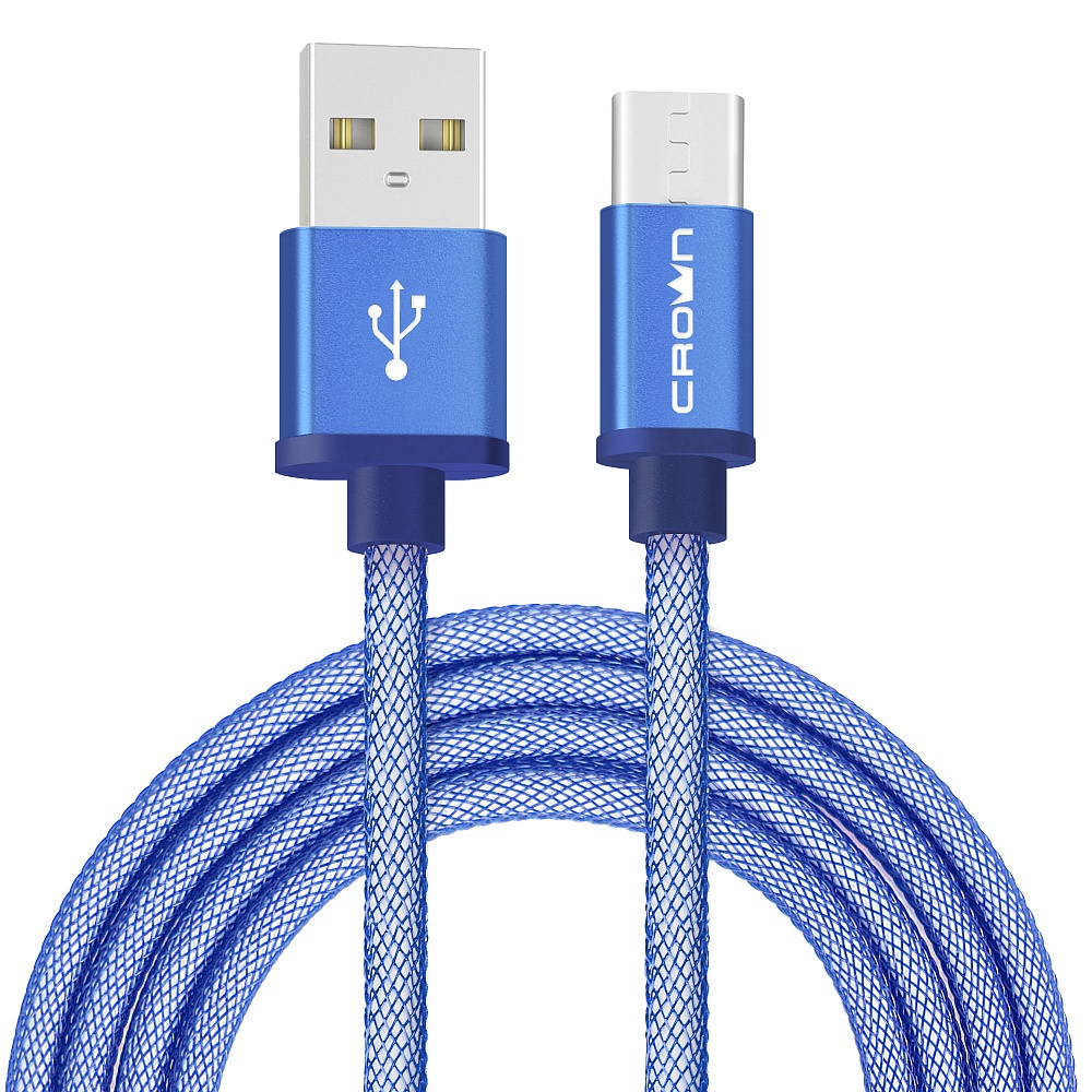 фото Кабель для зарядки и передачи данных USB - USB Type-C Crown Micro CMCU-3072C blue, Синий