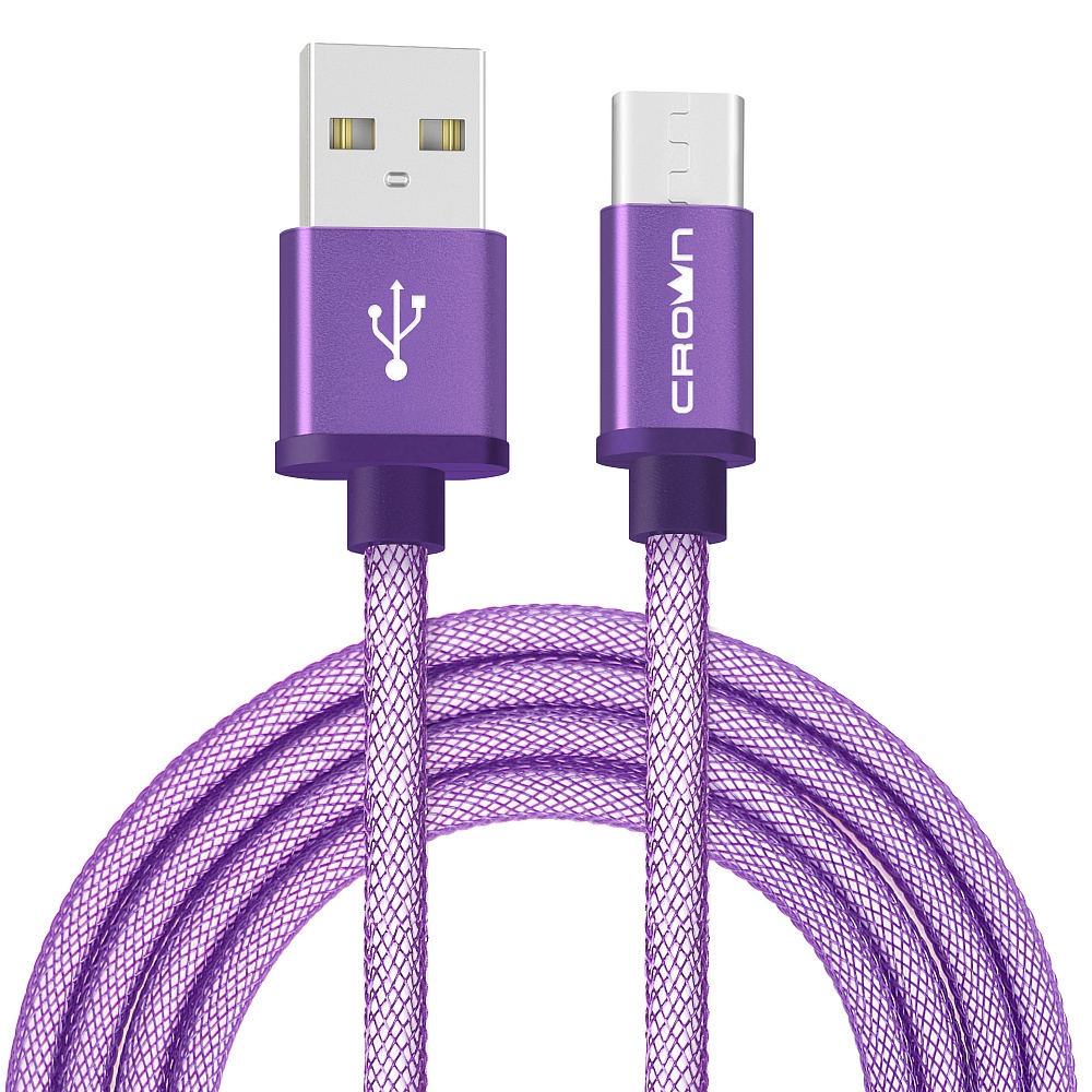 фото Кабель для зарядки и передачи данных USB - USB Type-C Crown Micro CMCU-3072C violet, Фиолетовый