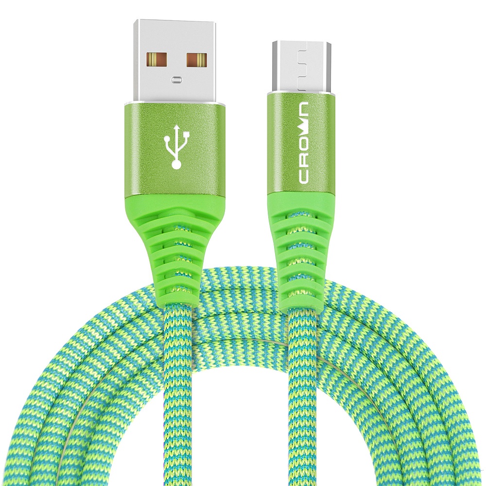 фото Кабель для зарядки и передачи данных USB - microUSB Crown Micro CMCU-3102M green, Зелёный