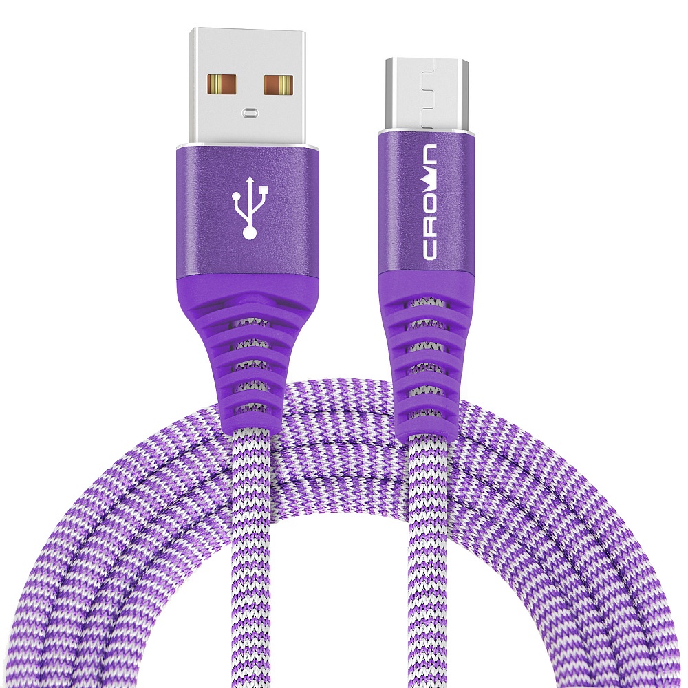 фото Кабель для зарядки и передачи данных USB - microUSB Crown Micro CMCU-3102M violet, Фиолетовый