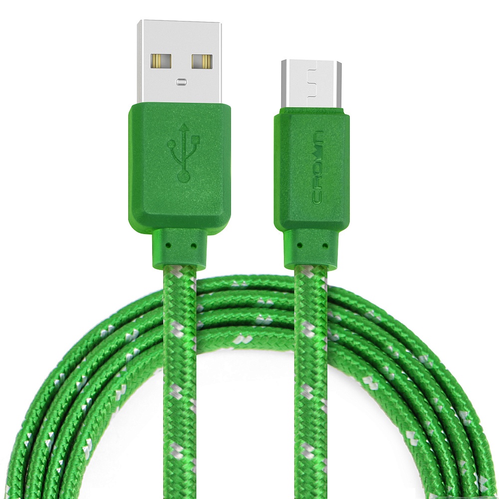 фото Кабель для зарядки и передачи данных USB - microUSB Crown Micro CMCU-3052M green, Злёный