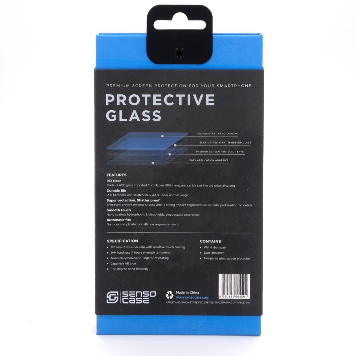 фото Защитное стекло SensoCase для iPhone 8 Plus Protective Glass 0.2 mm 2,5D 9H+, ультратонкое, кристально прозрачное, PG-IP8P