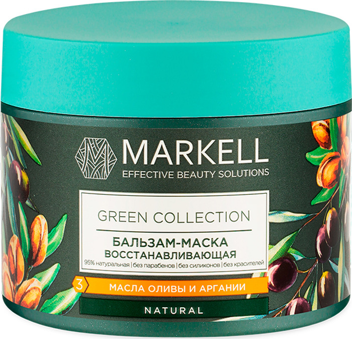 фото Маска для волос Markell Natural Green Collection, восстанавливающая, 300 мл