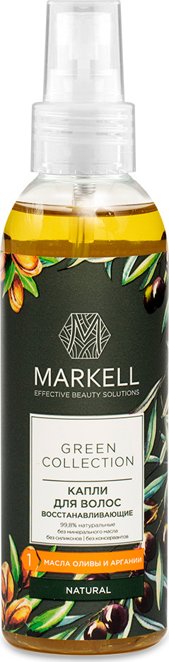 фото Масло для волос Markell Natural Green Collection, восстанавливающее, 100 мл