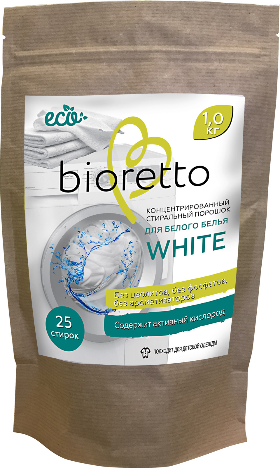 фото Стиральный порошок Bioretto Eco White экологичный концентрированный для белого белья, Bio-804, 1 кг