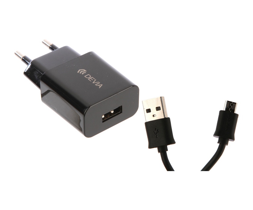 фото Автомобильное зарядное устройство Devia Smart Charger Suit 2.1A + кабель Micro-USB для Android 1 метр, черный