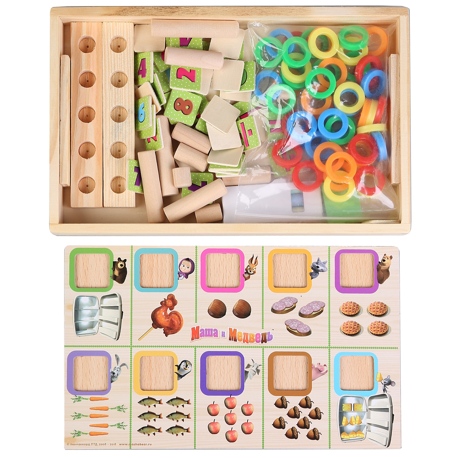 фото Игрушка деревянная Буратино "Маша и Медведь" развивающий набор, 265033, разноцветный