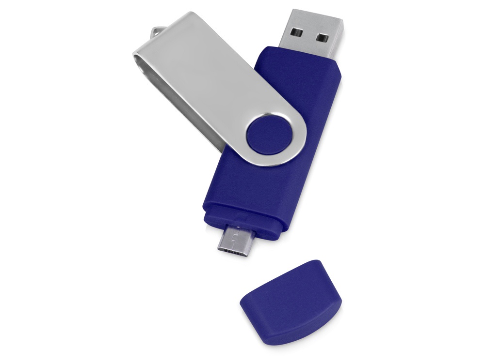 фото USB/micro USB-флешка на 16 Гб «Квебек OTG», синяя Oasis