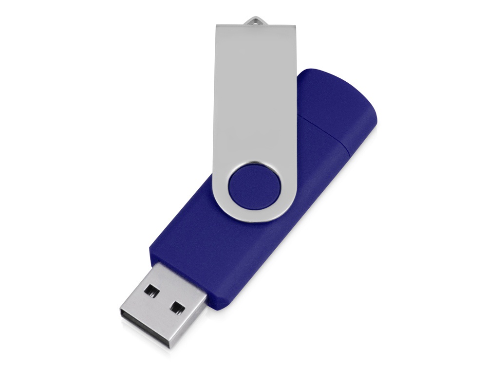 фото USB/micro USB-флешка на 16 Гб «Квебек OTG», синяя Oasis