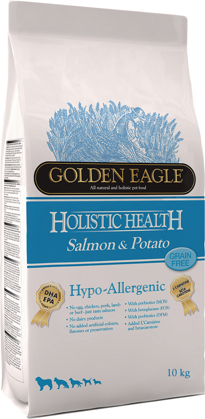 фото Корм сухой Golden Eagle Holistic Dog Adult Hypo-Allergenic Salmone&Potato, для взрослых собак, на основе лосося и картофеля, 10 кг